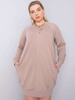 Ciemnobeżowa sukienka plus size z długim rękawem (RV-SK-6296.99)