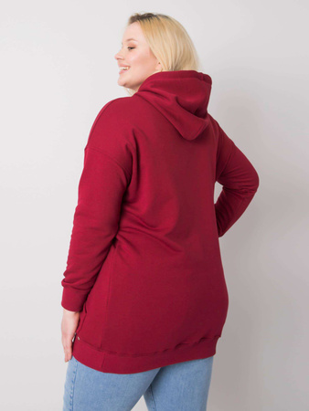 Bordowa bawełniana bluza plus size z kapturem (RV-BL-6338.19X)