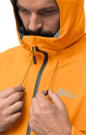 Wyprzedaż - Kurtka przeciwdeszczowa męska Jack Wolfskin HIGHEST PEAK JACKET M orange pop (1115131_3087)