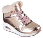 Wyprzedaż - Buty zimowe dziecięce Skechers Uno Cozy On Air sneakersy za kostkę z ozdobnym sztucznym futerkiem różowe (310518L-RSGD)