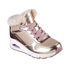 Wyprzedaż - Buty zimowe dziecięce Skechers Uno Cozy On Air sneakersy za kostkę z ozdobnym sztucznym futerkiem różowe (310518L-RSGD)
