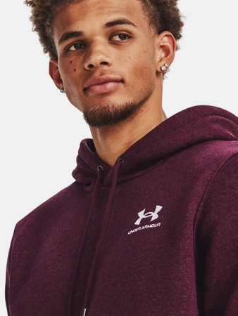 Bluza kangurka męska UNDER ARMOUR Essential Fleece z kapturem bordowa (1373880-601)