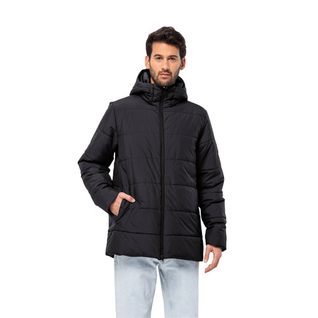 Wyprzedaż - Kurtka przejściowa męska Jack Wolfskin Deutzer Long JKT oddychający materiał czarna (1207451_6000)