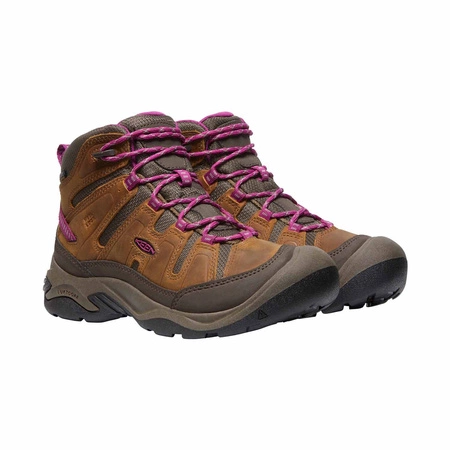 Buty trekkingowe damskie Keen Circadia wodoodporne outdoorowe skórzane brązowe (KE-1026765)