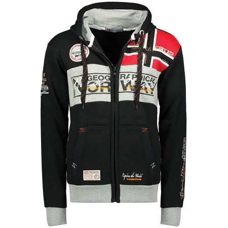 Bluza rozpinana męska Geographical Norway FLYER MEN 317 DISTRI A z kapturem czarna (WU6384H-GN-BLACK)