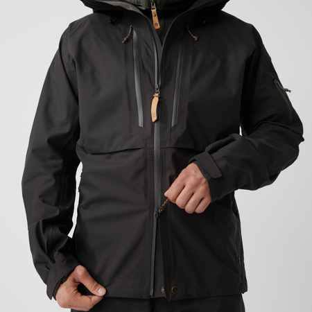 Kurtka z kapturem trekkingowa męska Fjällräven Keb Eco-Shell Jacket M Black outdoorowa czarna (F82411-550)