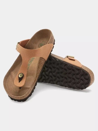 Japonki damskie Birkenstock Gizeh Vegan BS Birko-Flor Nubuck brown brązowe regular szerokie (1025062)