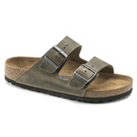 Klapki damskie/męskie Birkenstock Arizona Soft Footbed Oiled Leather Narrow Faded Khaki na wąską stopę olejowana skóra (1019377)