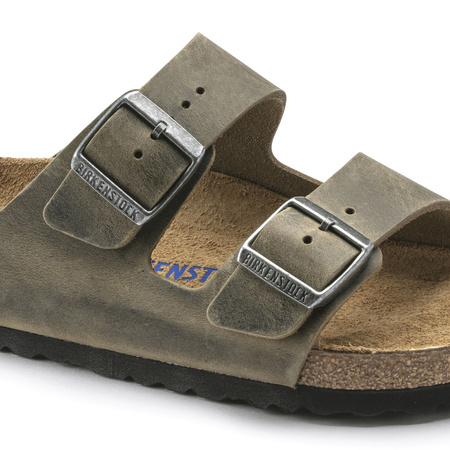 Klapki Birkenstock Arizona Soft Footbed Oiled Leather Regular damskie-męskie Faded Khaki na szeroką stopę olejowana skóra (1019313)