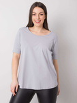 Jasnoszary bawełniany t-shirt damski plus size (RV-TS-6330.92P)