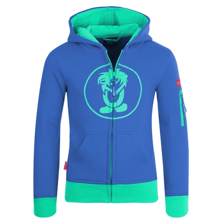 Bluza bawełniana dziecięca TrollKids Kids Sortland Jacket midnight blue/dark mint z kapturem niebieska (139-134)