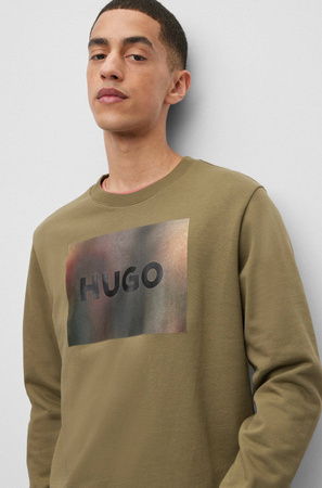 Wyprzedaż - Bluza męska Hugo Boss z bawełaninej dzianiny z nadrukiem zielona (50488906-345)
