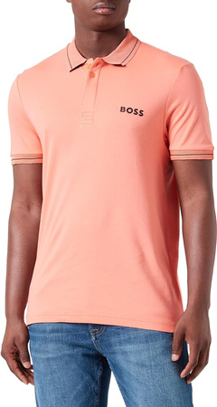 Koszulka Polo męska BOSS Paule 1 Open Red slim fit pomarańczowa (50512892-649)