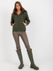 Khaki dresowa rozpinana bluza basic z kieszeniami RUE PARIS   (CT-BL-F-621087.09)