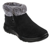 Wyprzedaż - Botki zimowe damskie Skechers On-The-Go Joy First Glance buty ze skóry zamszowej z futerkiem czarne (144041-BKGY)