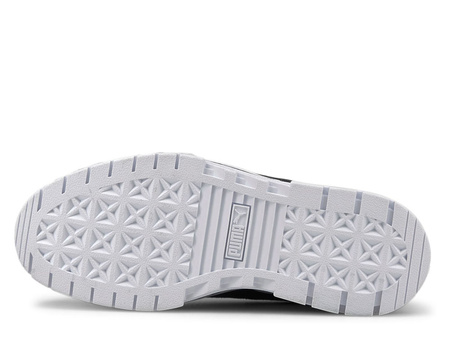 Wyprzedaż - Sneakersy damskie Puma Mayze Lth skórzane sportowe białe z wysoką platformą (381983-01)
