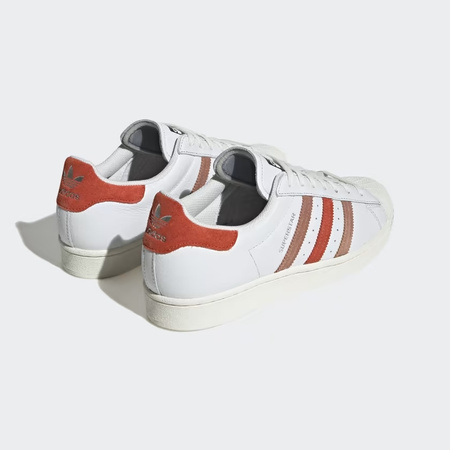 Sneakersy męskie adidas Superstar skórzane stylowe buty na co dzień biało-pomarańczowe (GZ9380)