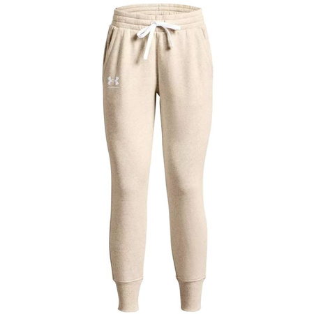 Spodnie dresowe damskie Under Armour UA Rival Fleece treningowe joggery beżowe (1356416-783)