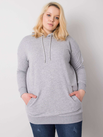 Szara melanżowa bawełniana bluza plus size z kapturem (RV-BL-6338.19X)