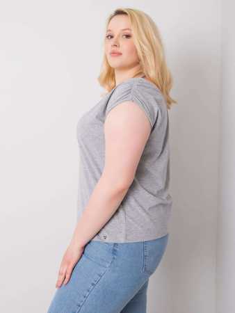 Szara melanżowa bluzka plus size bawełniana (RV-BZ-6333.88)