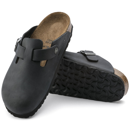 Chodaki damskie/męskie Birkenstock Boston Black olejowana skóra klapki narrow wąskie (0059463)