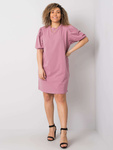 Wyprzedaż - Brudnoróżowa sukienka plus size z bawełny (RV-SK-6319.65)