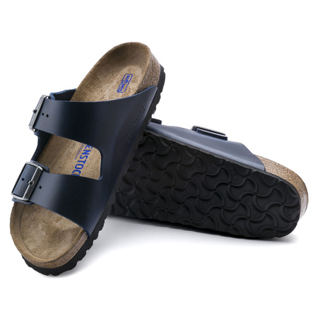 Klapki Birkenstock Arizona Soft Footbed Oiled Leather Narrow damskie/męskie Blue Niebieskie na wąską stopę olejowana skóra (1013644)