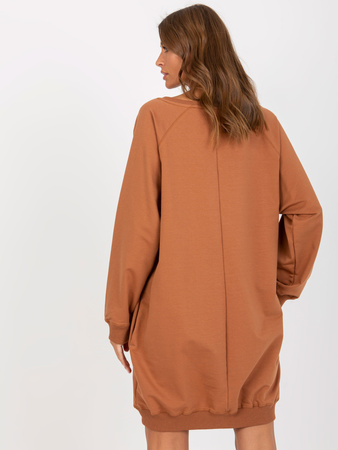 Jasnobrązowa długa bluza oversize z aplikacją i napisem   (VI-BL-3113.73P)