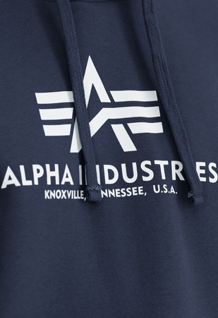 Bluza z kapturem męska Alpha Industries Basic Hoody z odblaskowym logo granatowa (178312-02)