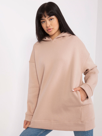 Ciemnobeżowa dresowa bluza basic oversize  (RV-BL-8042.00P)