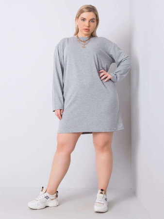 Szara bawełniana sukienka plus size  (RV-SK-6321.93)