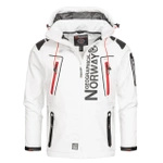 Kurtka sportowa męska Geographical Norway Techno MEN 056 BS3 szybkoschnąca z kapturem biała (WU1060H/GN)