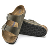 Klapki damskie/męskie Birkenstock Arizona Soft Footbed Oiled Leather Narrow Faded Khaki na wąską stopę olejowana skóra (1019377)