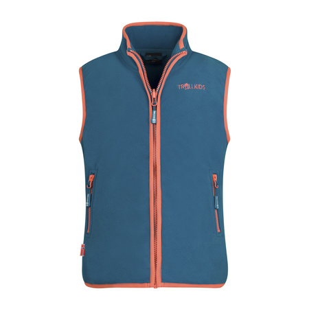 Kamizelka polarowa dziecięca dla chłopca/dziewczynki Trollkids Kids Arendal Vest atlantic blue/glow orange (134-197)