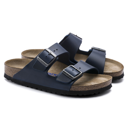 Klapki Birkenstock Arizona Soft Footbed Oiled Leather Narrow damskie/męskie Blue Niebieskie na wąską stopę olejowana skóra (1013644)