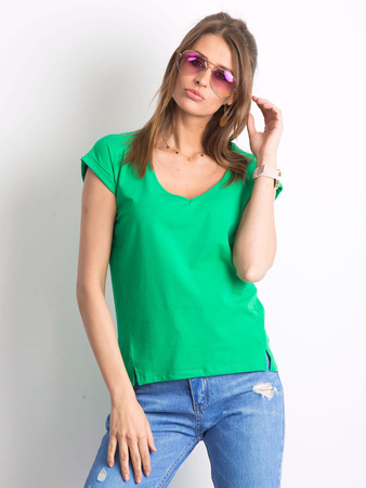 Bawełniany t-shirt V-neck zielony (RV-TS-4839.12P)