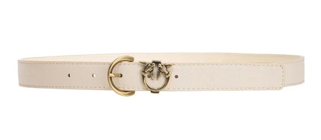 Wyprzedaż - Skórzany pasek z klamrą Pinko TAMBORIL H3 BELT 102820-A158 beżowy (2.5 cm)