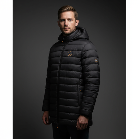 Kurtka męska Geographical Norway AMIGOMAP LONG HOOD DB BLACK MEN 233 BLACK (WZ5085H/GN-NOIR)