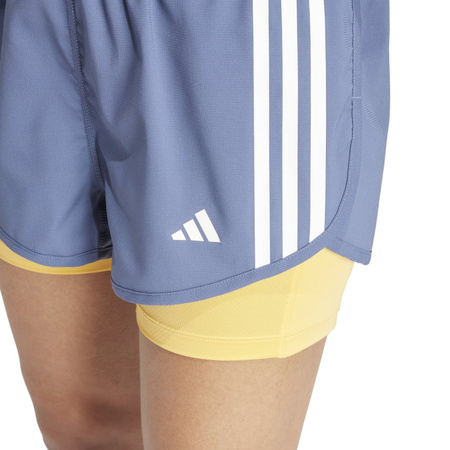 Spodenki adidas Own The Run 3-Stripes 2-IN-1 Short W Niebiesko-Pomarańczowe (IK5016)