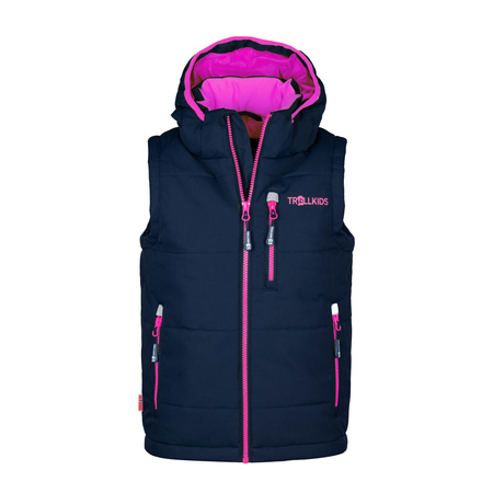 Kamizelka ocieplana dziecięca dla chłopca/dziewczynki Trollkids Kids Narvik Vest XT navy/magenta (730-114)