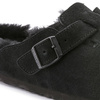 Chodaki damskie ocieplane z wełną owczą Birkenstock Boston Shearling Black skóra zamszowa narrow wąskie (0259883)