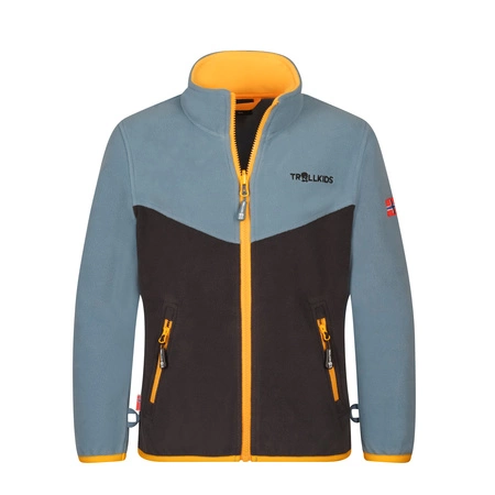 Kurtka polarowa dla dziewczynki/chłopca Trollkids Kids Oppdal Jacket XT rozpinana szara/czarna (414-196)