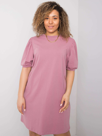 Wyprzedaż - Brudnoróżowa sukienka plus size z bawełny (RV-SK-6319.65)