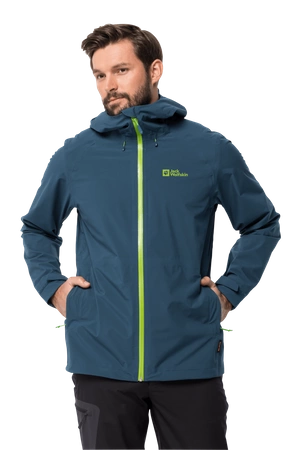 Wyprzedaż - Kurtka przeciwdeszczowa męska Jack Wolfskin HIGHEST PEAK JACKET M dark sea (1115131_1274)