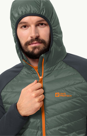 Kurtka męska outdoorowa Jack Wolfskin Routeburn Pro Hybrid M hybrydowa nieprzemakalna zielona (1710511_4311)