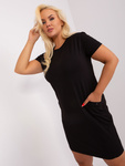 Czarna sukienka plus size z krótkim rękawem  (RV-TU-8862.69P)