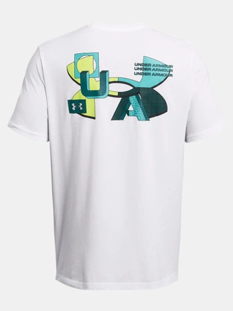 Koszulka bawełniana męska UNDER ARMOUR Color Block Logo​ Left Chest z krótkim rękawem biała (1382828-100 )