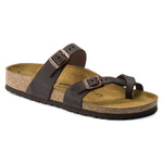 Klapki damskie Birkenstock Mayari Habana Narrow japonki na wąską stopę skóra nubukowa brązowe (0171323)