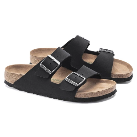 Klapki męskie/damskie Birkenstock Arizona Vegan Birko-Flor Nubuck Black regular szerokie (1019115)