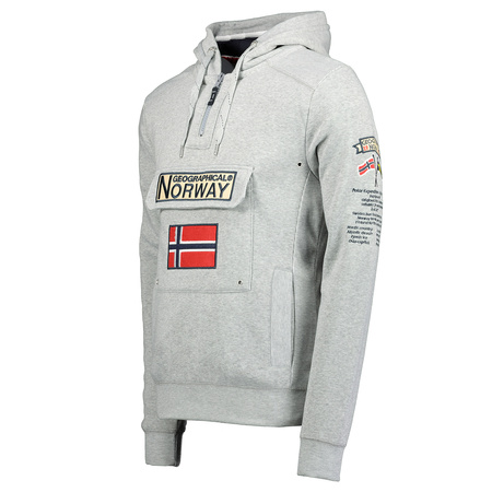 Geographical Norway Men's 3/4 GYMCLASS 007 Sweatshirt Grey (WR059H/GN B-Grey)